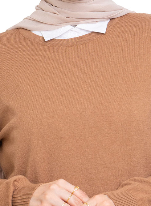 Coffee Round Knit Pullover - Khotwh